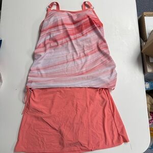 2 piece tankini and skirt bathing suit